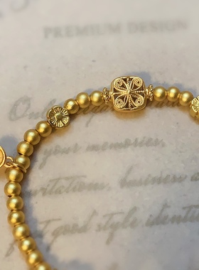 原创 花发财小兔子手链 越南沙金古法金仿真黄金珐琅彩女招财手串