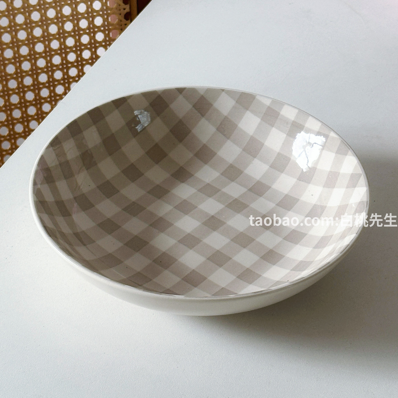 格子控美式复古高级英伦风陶瓷餐具特色小众设计款泡面碗家用时尚,淘宝优惠券,粉丝福利购,淘宝优惠卷