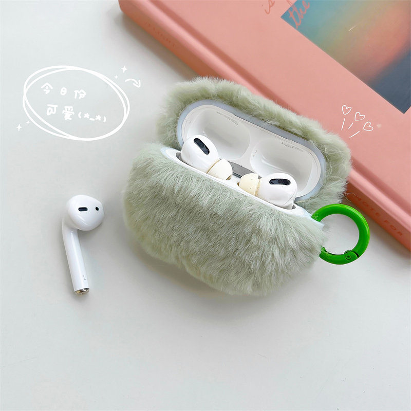 韩风秋冬纯色毛绒适用Airpods1/2代苹果全包Pro3代无线蓝牙耳机套,淘宝优惠券,粉丝福利购,淘宝优惠卷