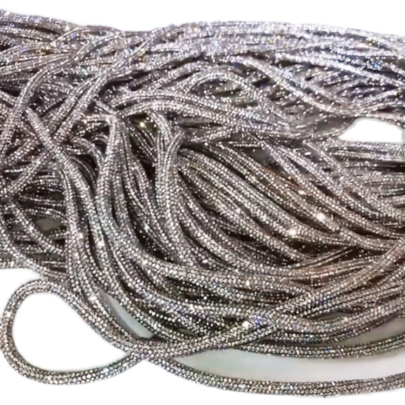 衣服打结扣环diy装饰水钻条管子镶钻蝴蝶结胸针配件闪亮水晶材料 - 图3