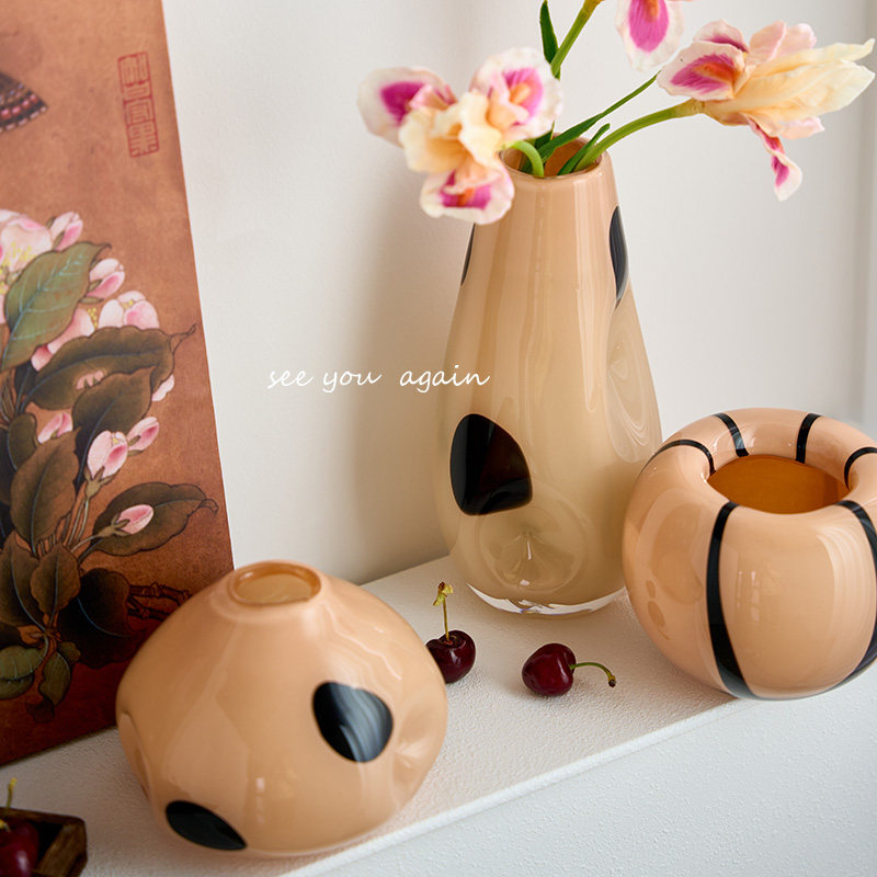 法式中古琉璃玻璃花瓶客厅复古插花桌面装饰品轻奢高级感花瓶摆件,淘宝优惠券,粉丝福利购,淘宝优惠卷