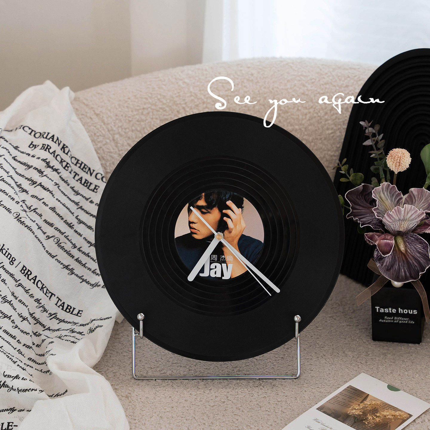 中古创意落日轻奢时钟装饰高颜值入户玄关房间卧室桌面高级感摆件,淘宝优惠券,粉丝福利购,淘宝优惠卷