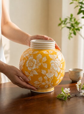 客厅花瓶陶瓷摆件手绘复古插花瓶