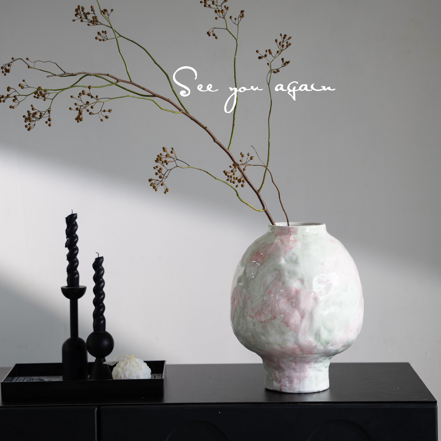 设计师款艺术花瓶彩色手绘陶瓷花器客厅插花高级感ins风桌面装饰,淘宝优惠券,粉丝福利购,淘宝优惠卷