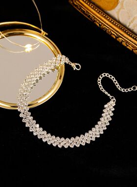 MYYA 新款时尚潮流银色满钻脚链女 夏季沙滩个性小众百搭脚饰品