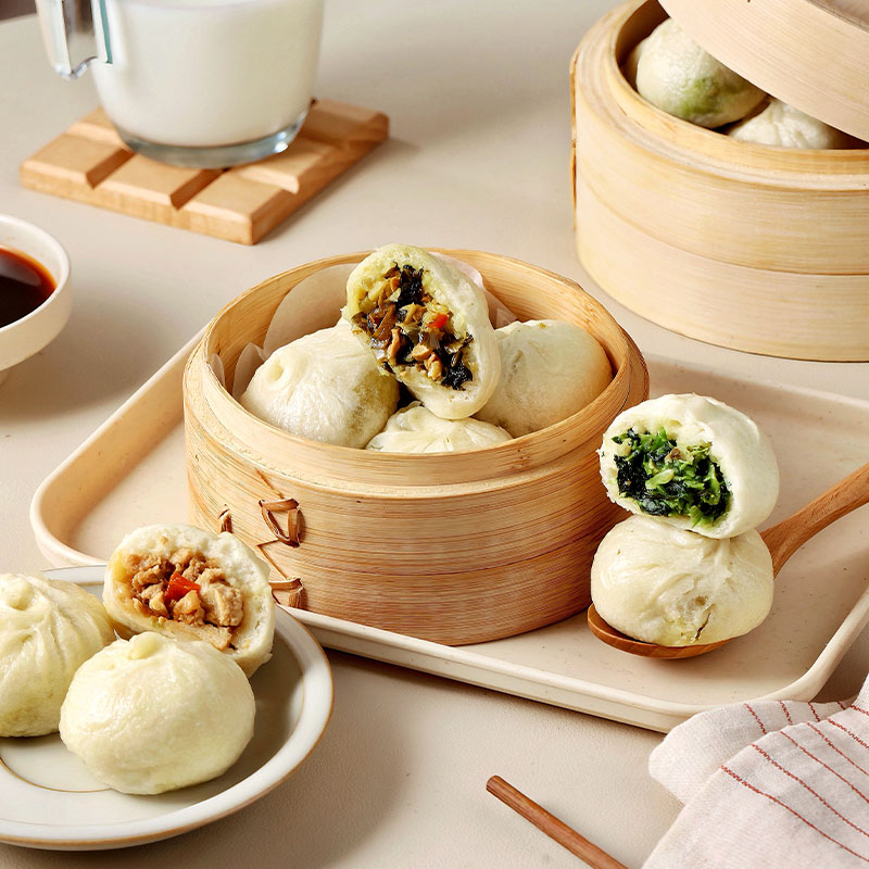 御小笼纯手工老面雪菜笋丝小笼包早饭夜宵速食半成品加热即食