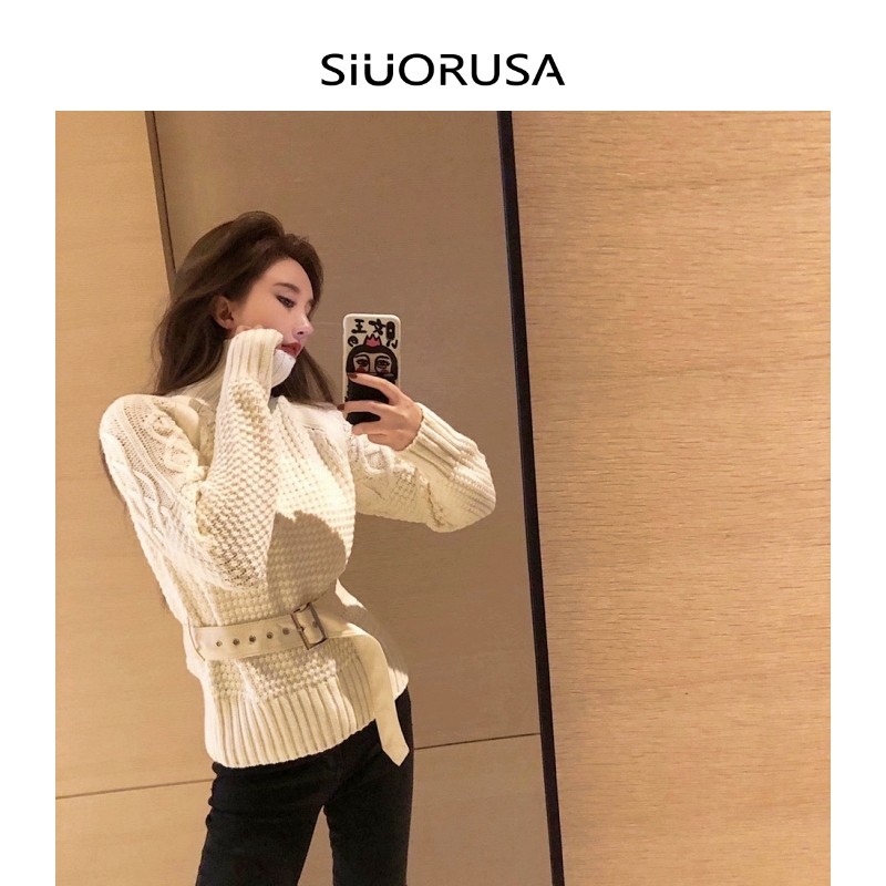 走秀款超级温柔奶油白色复古毛衣 私悦毛针织衫