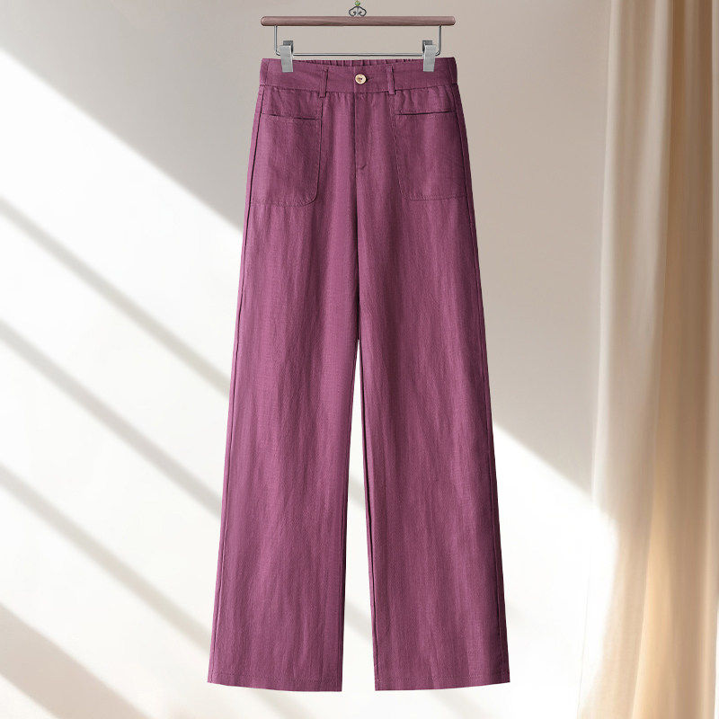 天丝亚麻窄版阔腿裤女夏季薄款2026新款高腰垂感休闲九分直筒裤子,淘宝优惠券,粉丝福利购,淘宝优惠卷