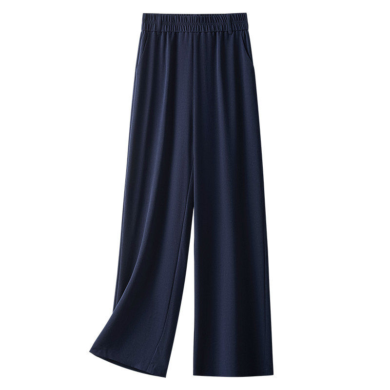 藏青色棉麻阔腿裤女夏薄款2026新款抗皱天丝亚麻神仙裤九分直筒裤,淘宝优惠券,粉丝福利购,淘宝优惠卷