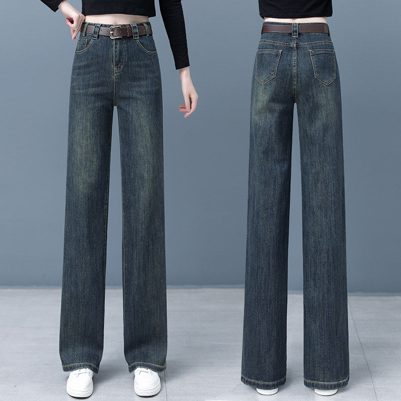 复古直筒牛仔裤女秋冬2026新款加绒水泥灰裤子高腰显瘦窄版阔腿裤,淘宝优惠券,粉丝福利购,淘宝优惠卷