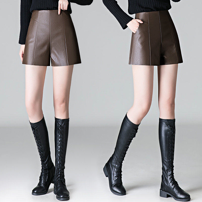PU皮短裤女秋冬季2026新款高腰显瘦阔腿裤小个子外穿a字打底靴裤,淘宝优惠券,粉丝福利购,淘宝优惠卷