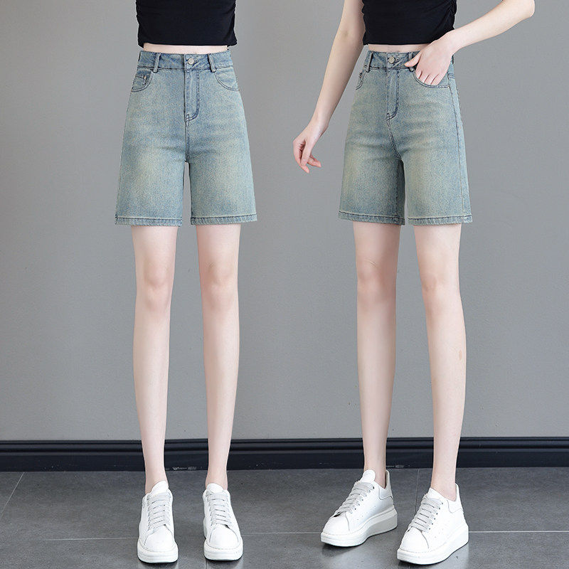 刺绣牛仔五分裤女夏季薄款2026新款爆款国风五分裤时尚高腰直筒短,淘宝优惠券,粉丝福利购,淘宝优惠卷