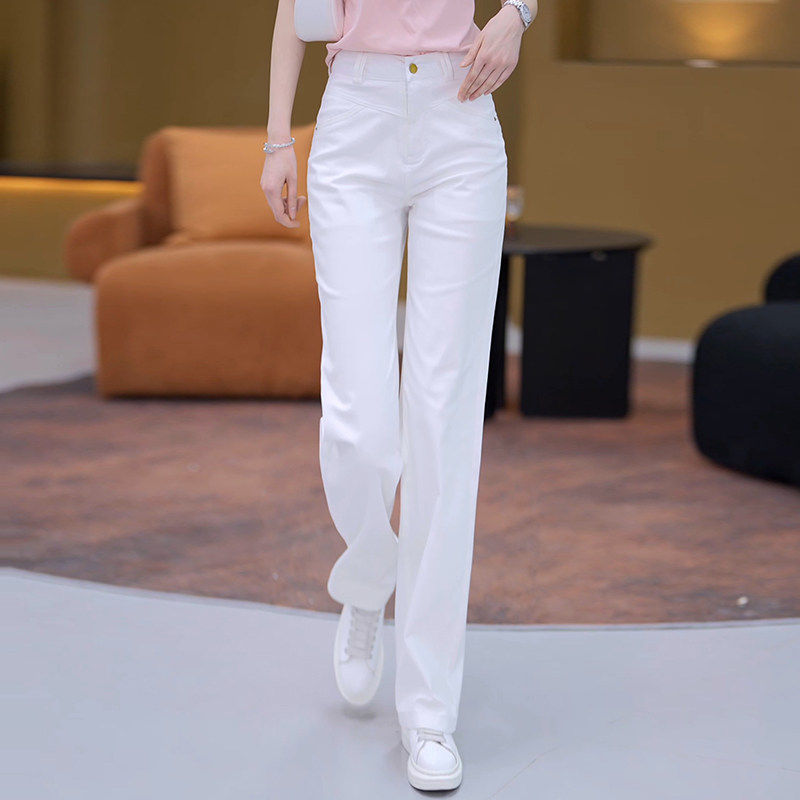 白色窄版阔腿牛仔裤女夏季薄款2026新款高腰宽松显瘦休闲直筒裤子,淘宝优惠券,粉丝福利购,淘宝优惠卷