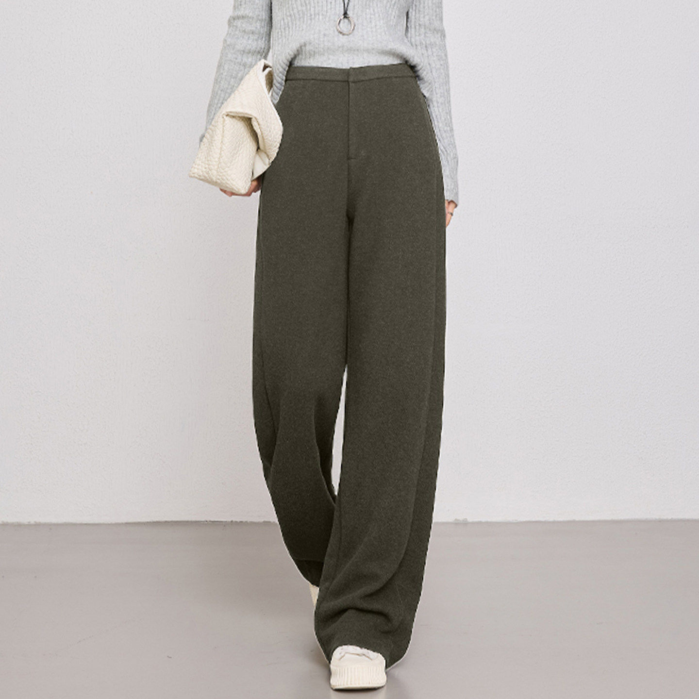 醋酸羊毛窄版阔腿裤女秋冬2026新款高腰垂感休闲西裤毛呢直筒裤子,淘宝优惠券,粉丝福利购,淘宝优惠卷