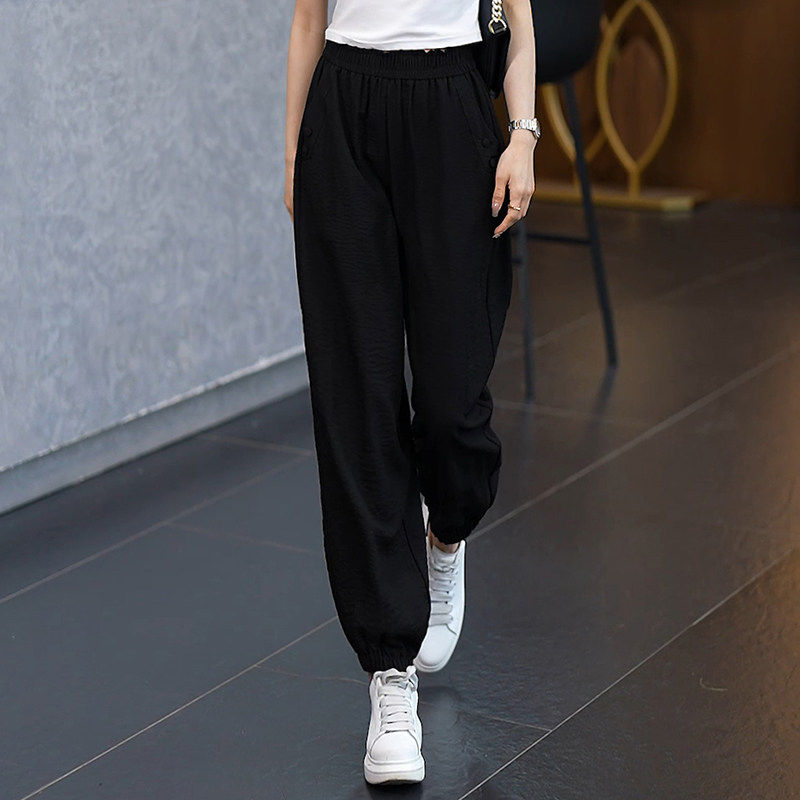 冰丝束脚裤女夏季薄款2026新款小个子休闲裤爆款高腰九分哈伦裤子,淘宝优惠券,粉丝福利购,淘宝优惠卷