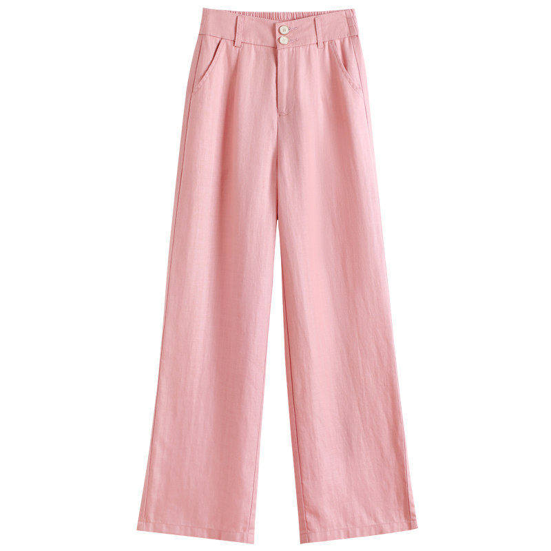 粉色天丝亚麻阔腿裤女夏季薄款2026新款高腰垂感休闲防晒直筒裤子,淘宝优惠券,粉丝福利购,淘宝优惠卷