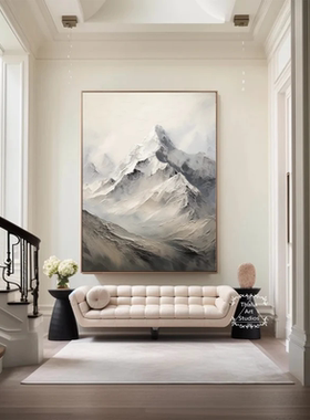 大芬村纯手绘油画抽象山峰背有靠山肌理感客厅装饰画玄关走廊挂画