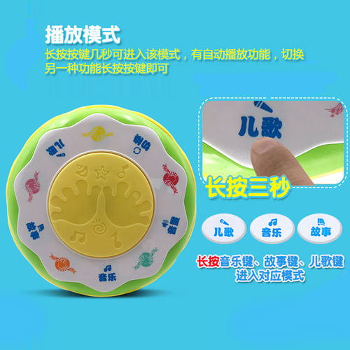 宝宝手拍鼓儿童音乐拍拍鼓旋转木马婴儿手鼓益智早教幼儿玩1具6月 - 图0