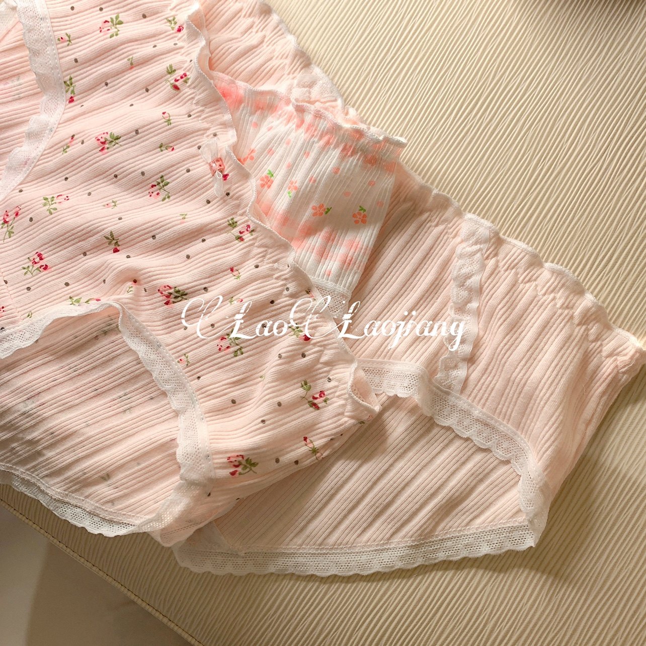 LaoLao酱「少女心事」纯棉碎花纯欲三角内裤中腰舒适日系软妹,淘宝优惠券,粉丝福利购,淘宝优惠卷