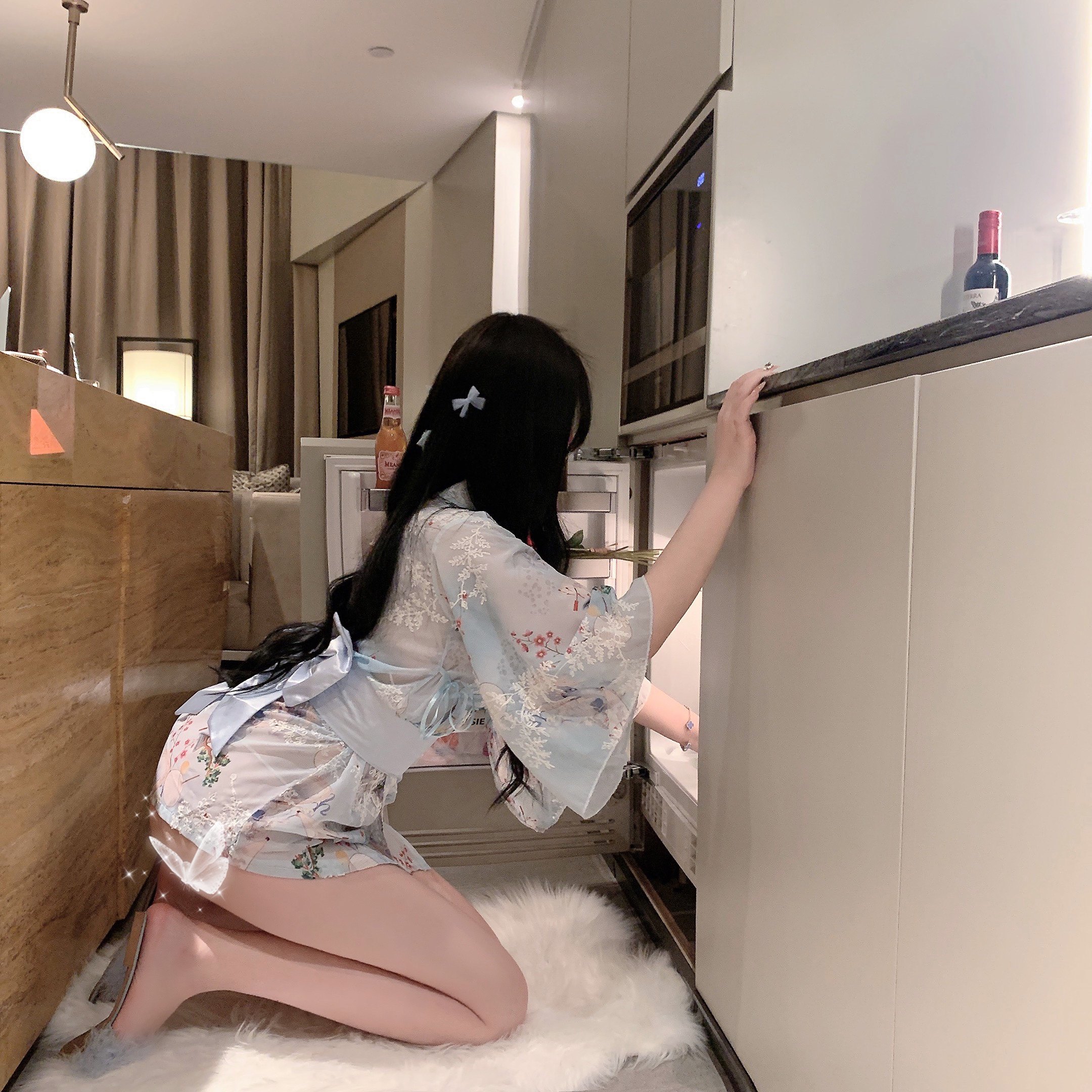 LaoLao酱「清冷美人」日式性感雪纺睡裙蝴蝶结睡袍纯欲私房和服,淘宝优惠券,粉丝福利购,淘宝优惠卷