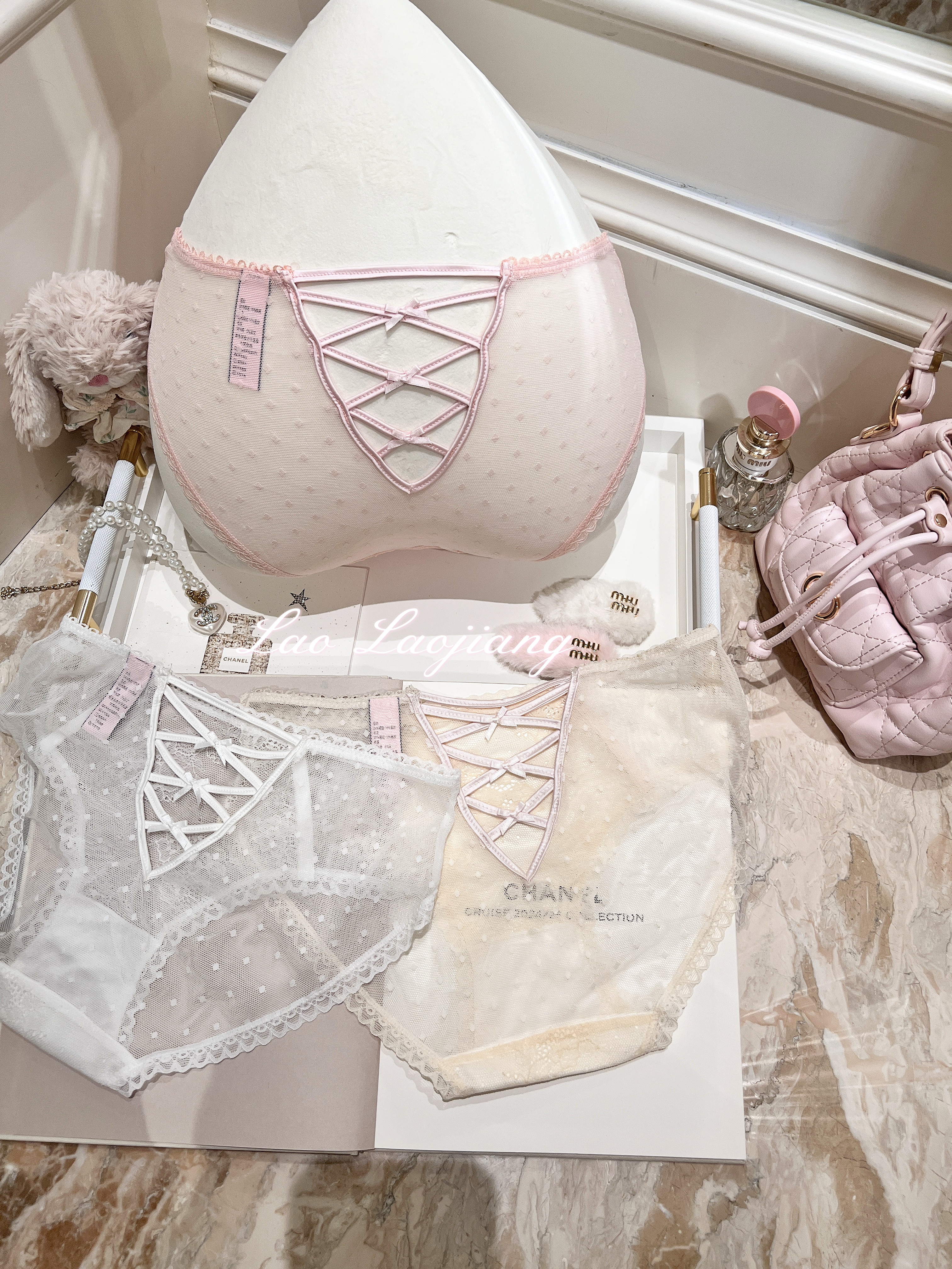 捞捞酱「甜欲奶油」镂空波点蕾丝网纱三角内裤纯欲性感2025透气新,淘宝优惠券,粉丝福利购,淘宝优惠卷