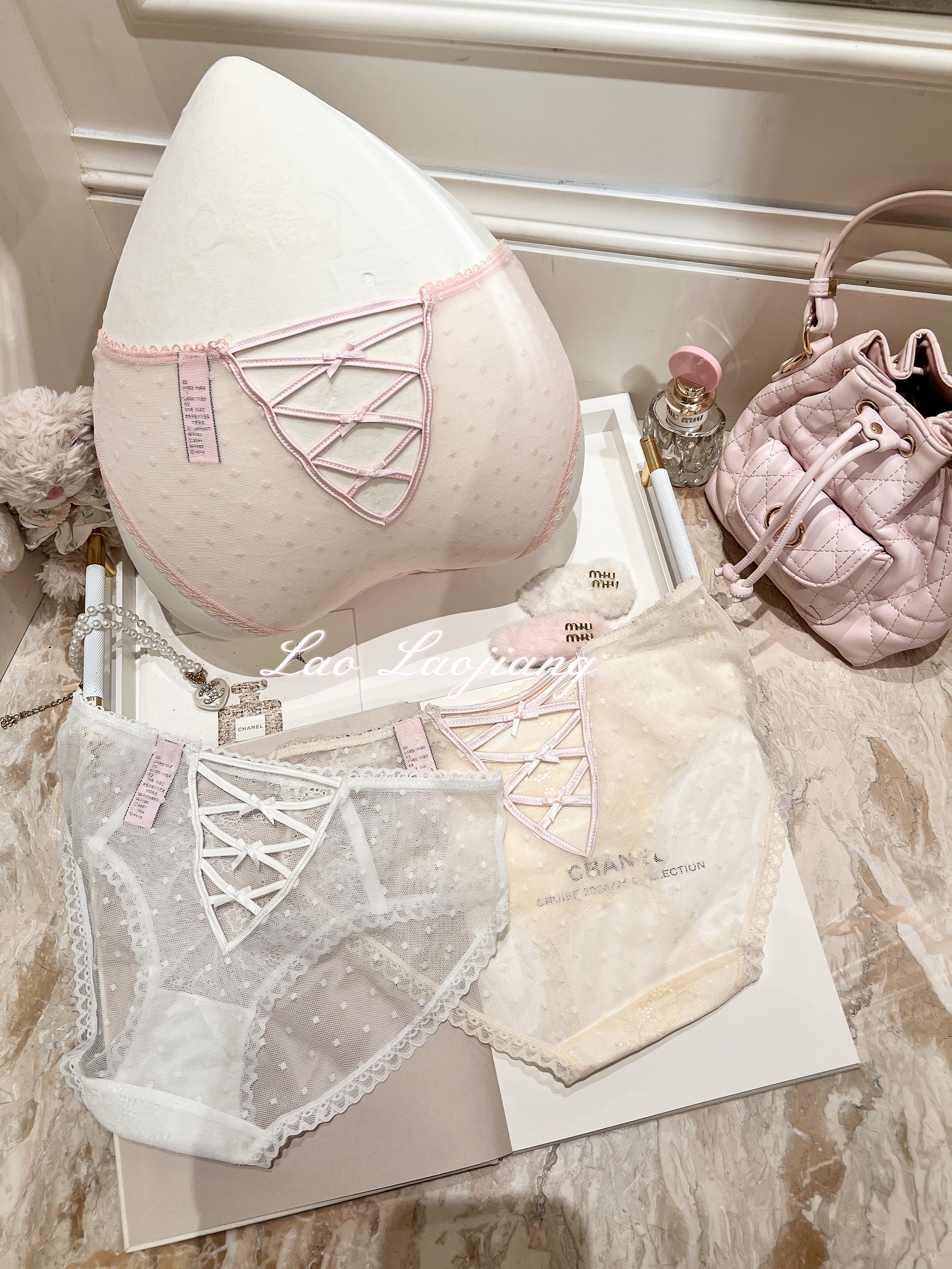 捞捞酱「甜欲奶油」镂空波点蕾丝网纱三角内裤纯欲性感2025透气新,淘宝优惠券,粉丝福利购,淘宝优惠卷