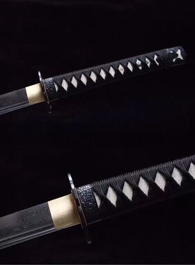 龙泉刀剑花纹钢武士刃太刀居合刀逆刃刀冷兵器烧刃手工锻打未开刃