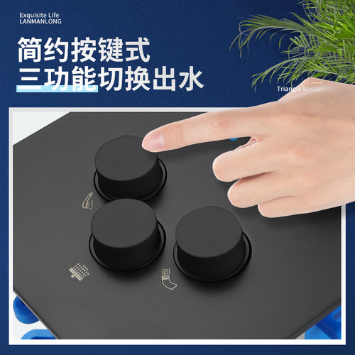 佐伸暗装花洒嵌入墙式隐藏智能恒温天幕暗藏按键黑色淋浴套装 - 图1