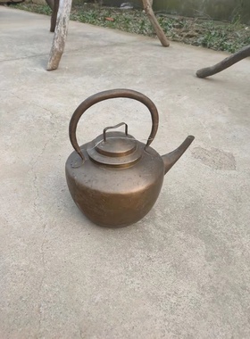 民俗老物件农村老铜壶旧货铜茶壶烧水壶古玩杂项怀旧算盘摆件茶馆