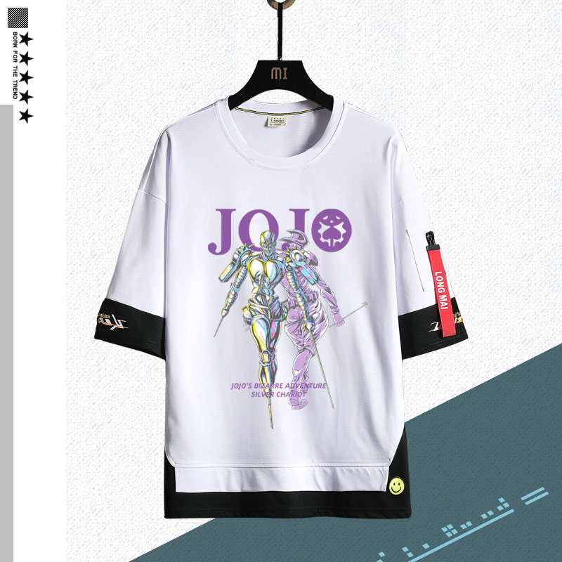 JOJO的奇妙冒险银色战车动漫联名衣服男女时尚休闲T恤夏季短袖yq