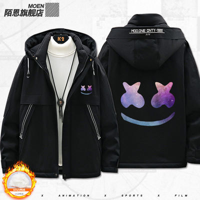 百大dj Marshmello周边棉花糖同款衣服电音男女情侣羽绒服外套mn 虎窝淘