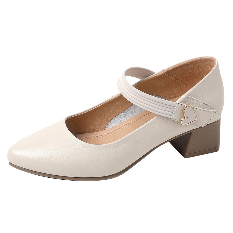 真皮尖头玛丽珍鞋女2025秋季新款时尚浅口单鞋女粗跟软底百搭皮鞋,淘宝优惠券,粉丝福利购,淘宝优惠卷