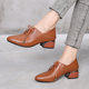 Genuine leather pointed toe thick heel fashionable deep mouth single shoes work shoes