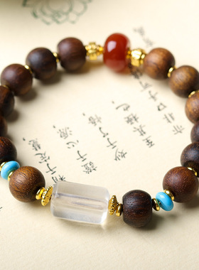 黄奇楠沉香木灯笼珠手串六棱手串