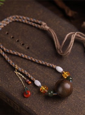 手工编织棋楠沉香锁骨链毛衣链