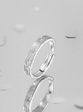 S925银开口素圈戒指男可调节活口