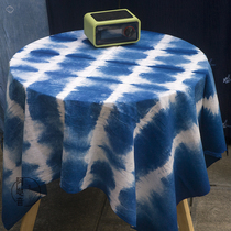 Yunnan New Pure Cotton Fabric Blue Dye Handmade Zdyeing Table Cloth Featured Boutique Hotel Folk Juku Decorative Watermark