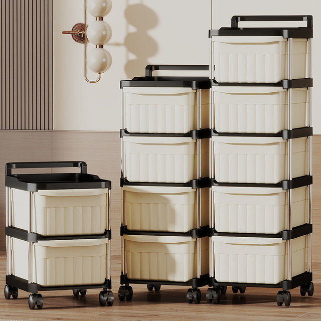 Wheeled snack cart storage rack clip storage cabinet