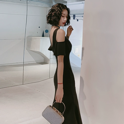 Черное вечернее платье, крой «рыбий хвост»