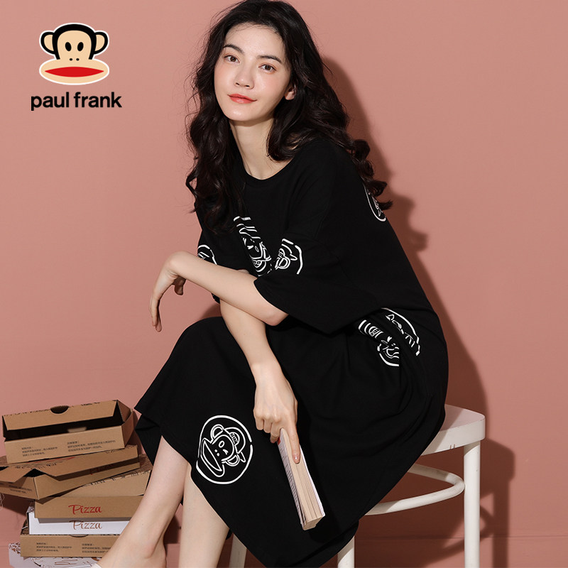 大嘴猴夏季短袖中长款纯棉宽松睡裙 希芙诗睡裙