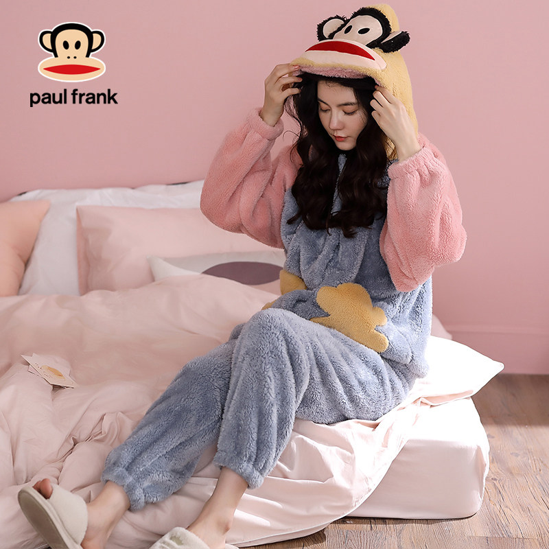 大嘴猴春秋季连体卡通珊瑚绒睡衣 希芙诗睡衣/家居服套装