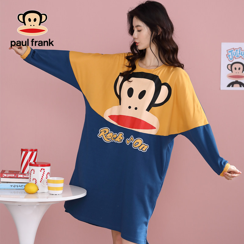 大嘴猴长袖纯棉春秋长款可爱睡裙 希芙诗睡裙