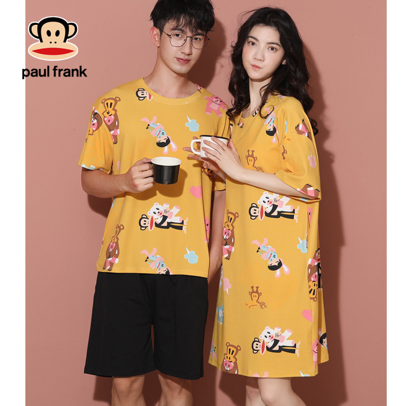 大嘴猴情侣夏季纯棉短袖卡通睡裙 希芙诗睡衣/家居服套装