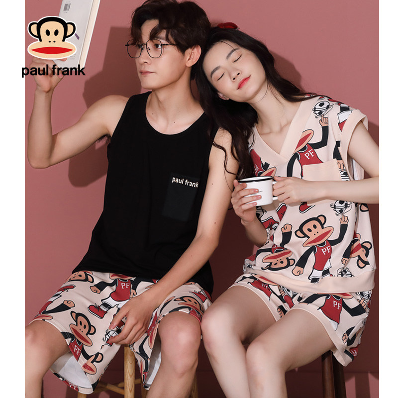 大嘴猴夏季情侣纯棉无袖日系睡衣 希芙诗睡衣/家居服套装
