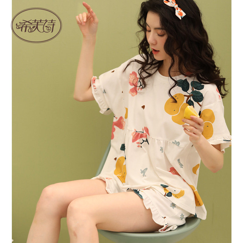 夏季纯棉短袖短裤韩版卡通睡衣 希芙诗睡衣/家居服套装