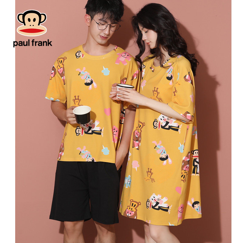 大嘴猴情侣夏季纯棉短袖卡通睡裙 希芙诗睡衣/家居服套装