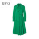 Live Adele green long-sleeved dress autumn and winter floating collar skirt shirt dress 1W4L94152