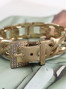 金色手链ins个性欧美时髦皮带扣潮流链条夸张街头手镯女