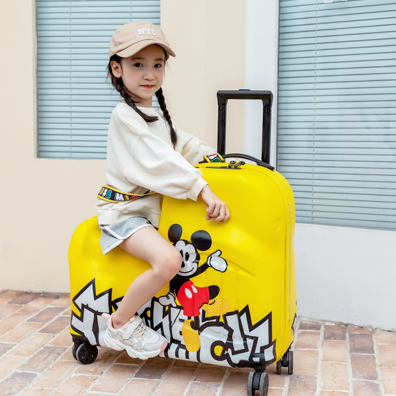 迪士尼可坐儿童女男米奇骑行拉杆箱 大途旅行箱
