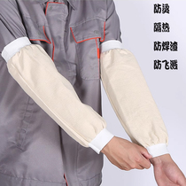 White thickened pure cotton canvas sleeves Insured anti-scalding anti-fouling Home welders sleeve Sleeve Electro-welded cuff Laurguard sleeve